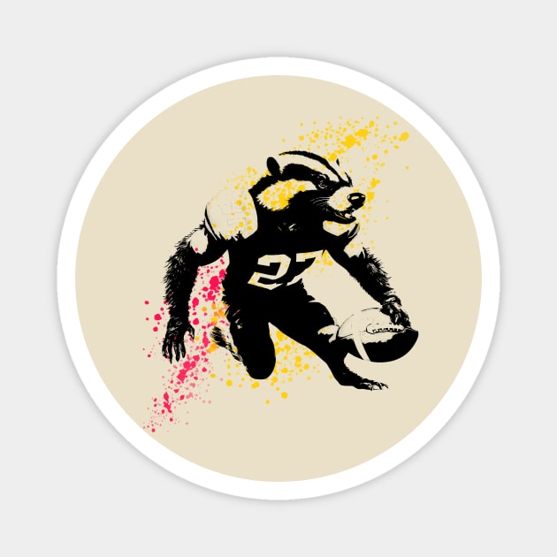 Honey Badger American Football Player Painting Magnet by DesignArchitect